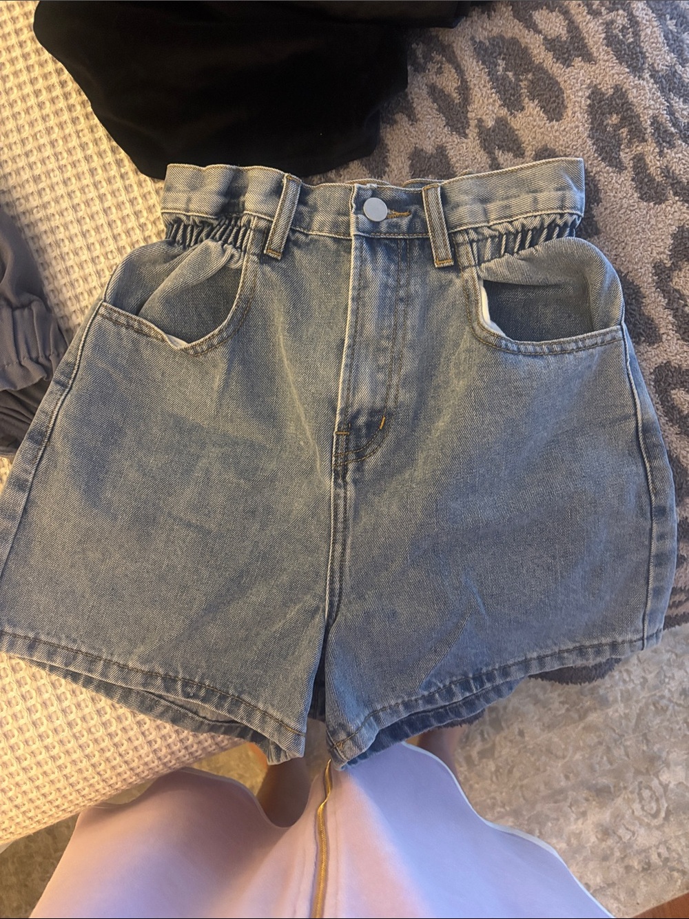 GREY LAB Light Wash Paperbag Denim Shorts